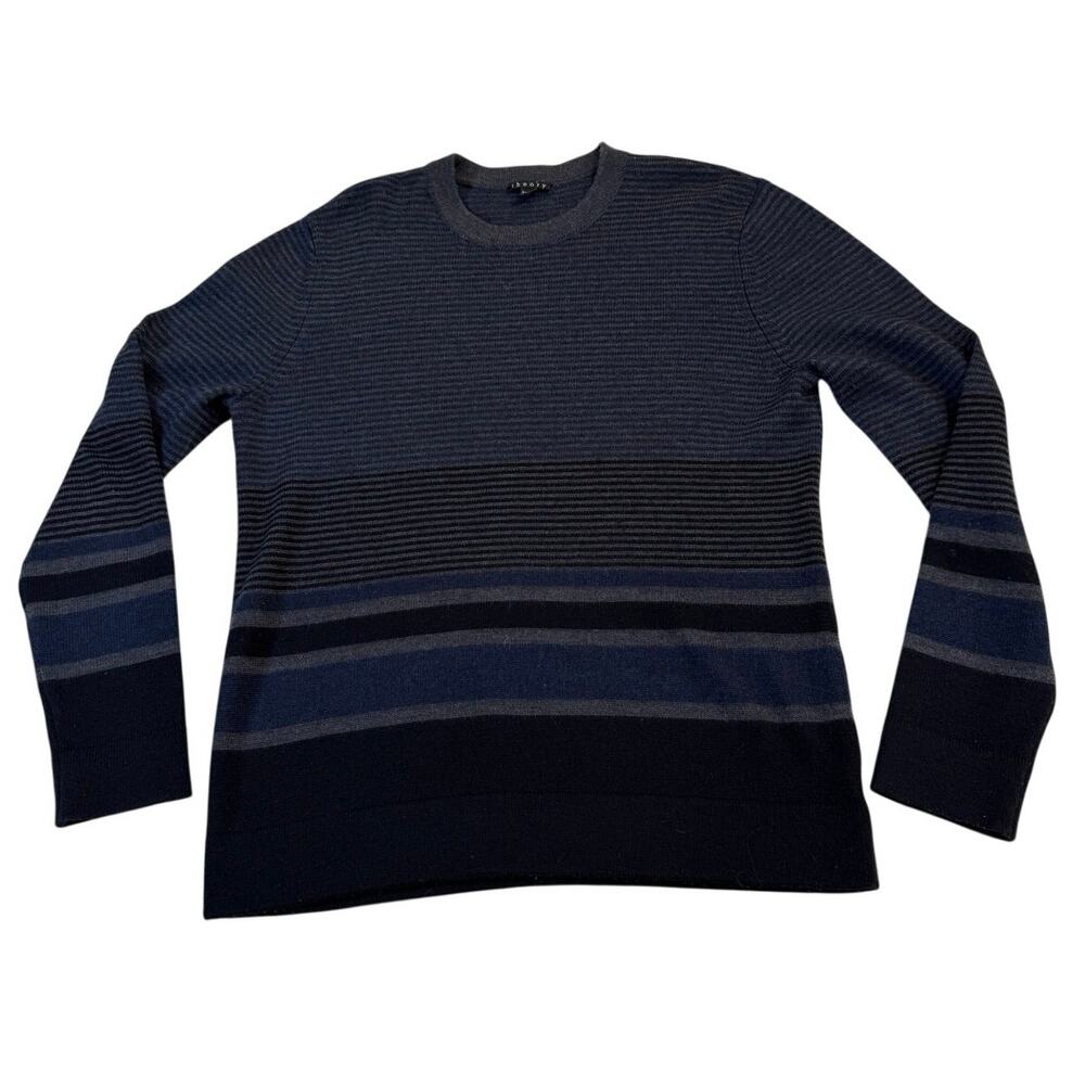 Theory Sweater Men's Large Striped Merino Wool Yak